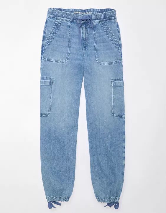 AE Stretch High-Waisted Baggy Cargo Jogger Jean | American Eagle Outfitters (US & CA)