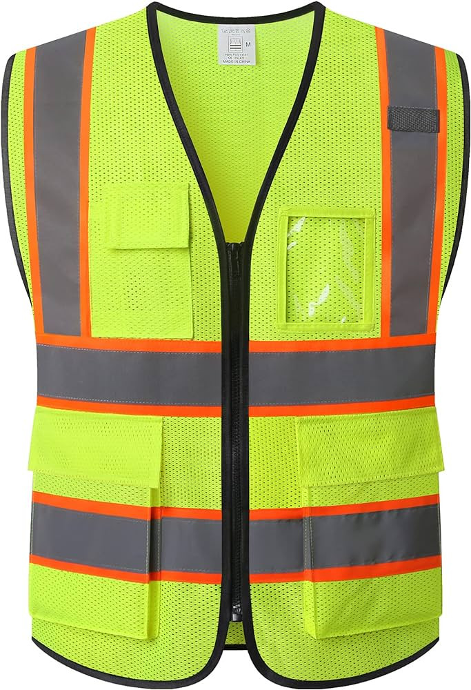 Reflective Mesh Safety Vest for Men Women with 5 Pockets and Zipper Front High Visibility Mesh Ve... | Amazon (US)