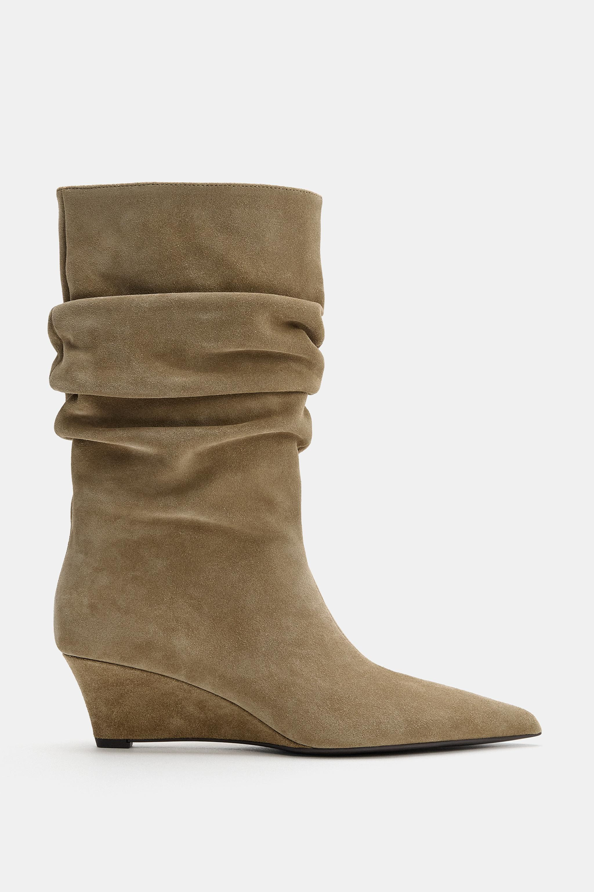 SUEDE WEDGE ANKLE BOOTS | Zara US