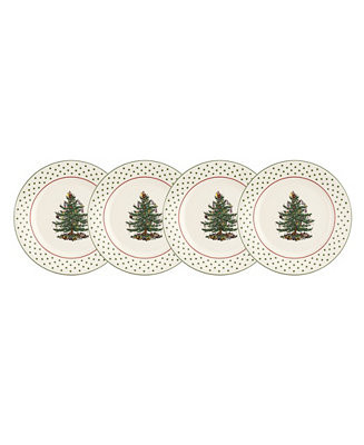 Christmas Tree Polka Dot Dessert Plates, Set of 4 - Macy's | Macy's