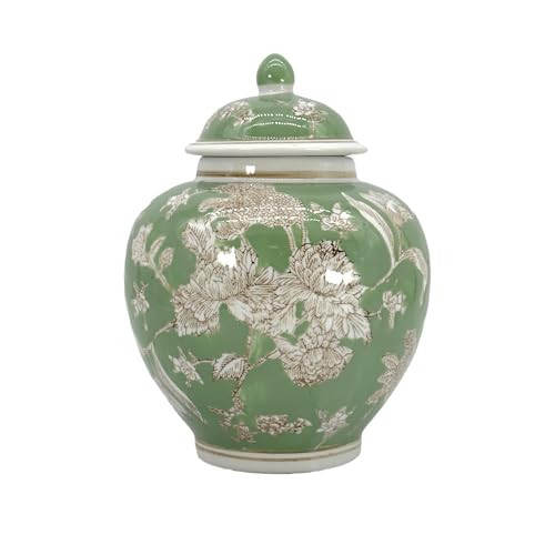 Galt International Green & White Floral Chinoiserie Ginger Jar 10" with Lid - Ginger Jar, Tea Storage, Decorative, Home Decor Jar | Amazon (US)