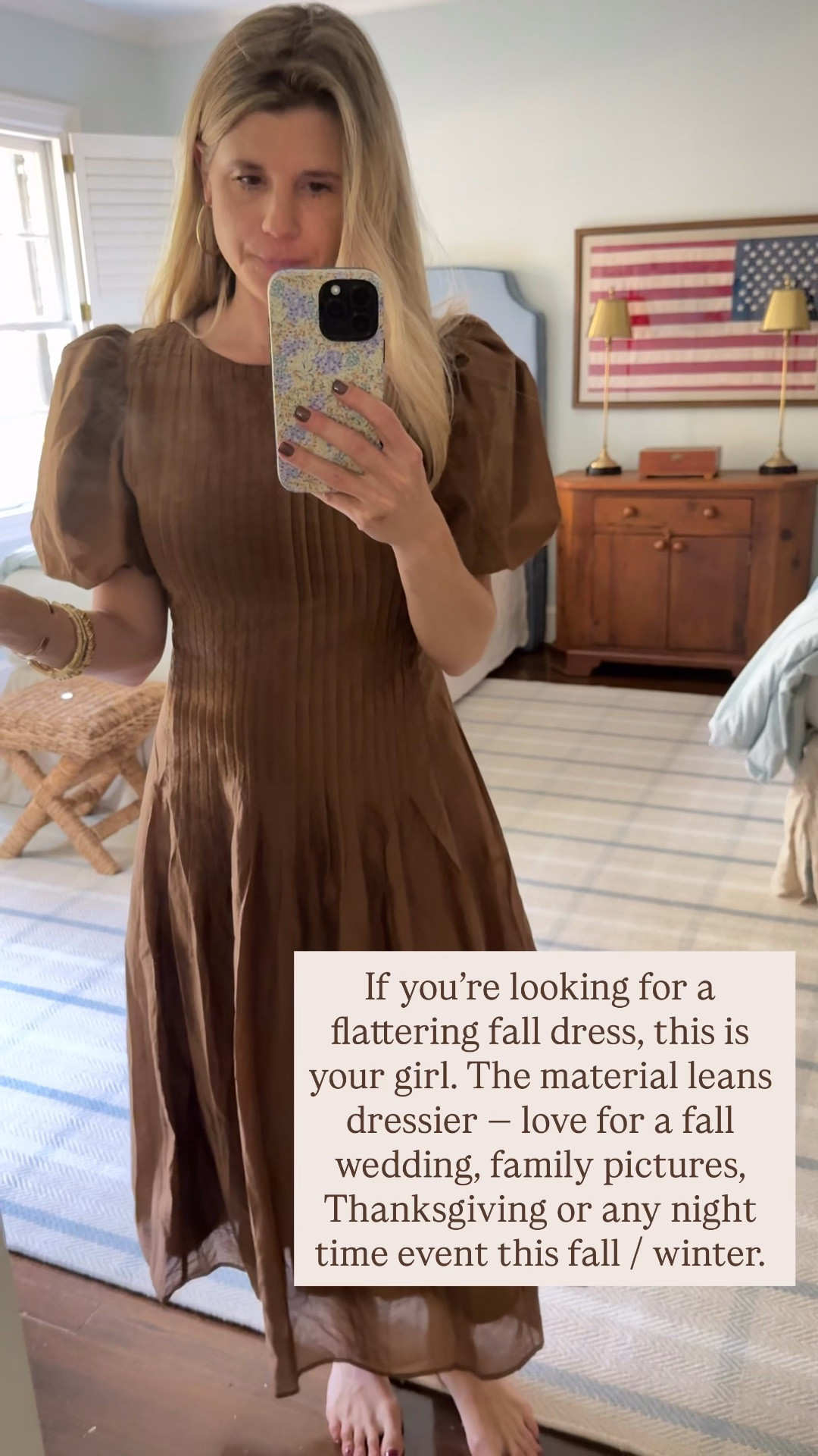 Flattering dress perfect for Thanksgiving dinner, church, Fall wedding or any holiday event. Dress it up with heals and gold jewelry or flats for a more casual look. I love the fit and flowy skirt paired with the fun sleeves! 💃💃

#LTKParties #LTKHoliday #LTKStyleTip