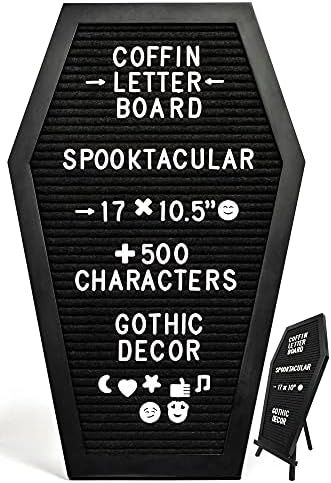 Nomnu Black Felt Coffin Letter Board - Gothic Decor Message Board With Spooky Emojis - Horror, Go... | Amazon (US)
