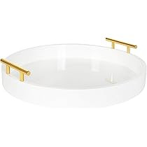 Kate and Laurel Lipton Modern Round Tray, 18" Diameter, White and Gold, Decorative Accent Tray fo... | Amazon (US)