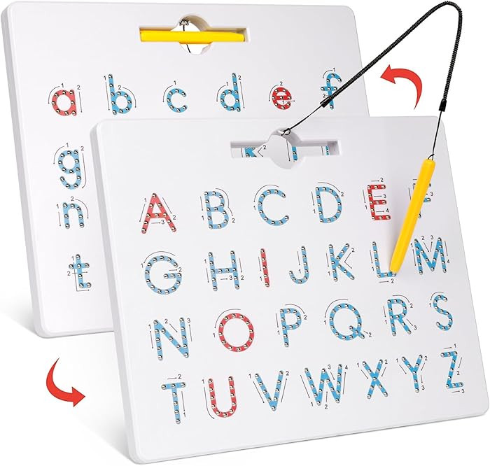 GAMENOTE Double Sided Magnetic Letter Board - 2 in 1 Alphabet Magnets Tracing Board for Toddlers ... | Amazon (US)