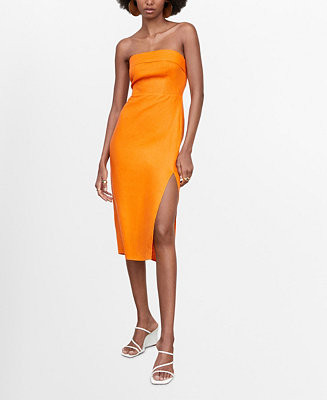 MANGO Women's Linen Strapless Dress - Macy's | Macy's