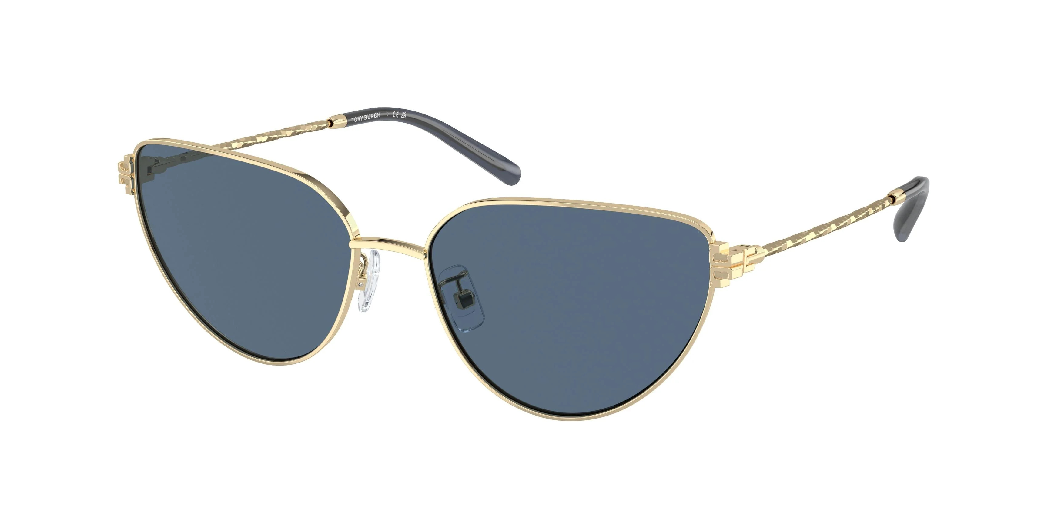 Tory Burch 6110 Sunglasses 334980 - Gold - Dark Blue Women Cat Eye | Designer Optics