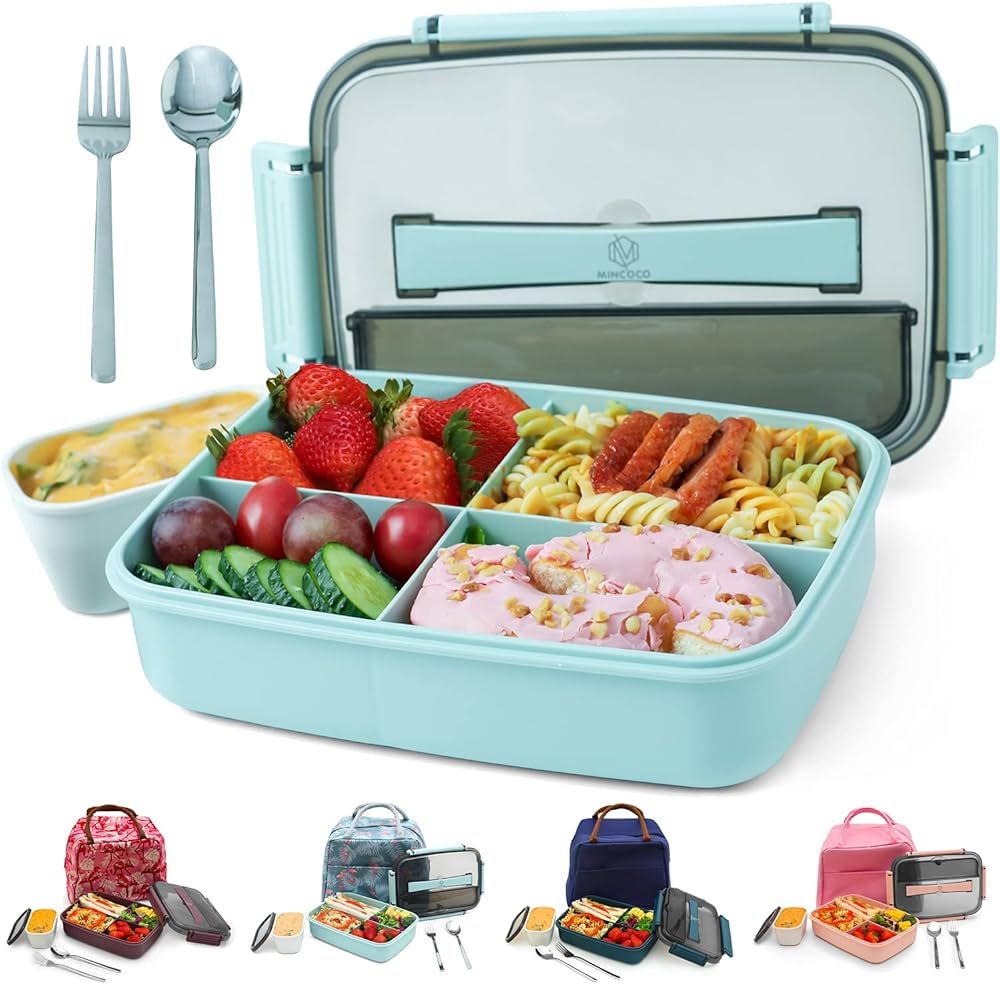 MINCOCO Bento Lunch Box Leak-proof Eco-Friendly Bento Box Food Storage Containers with Sauce Jar ... | Amazon (US)