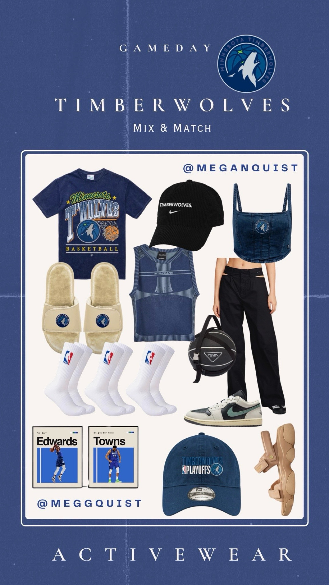 Minnesota Timberwolves Playoffs 
Basketball game outfit ideas 
Game day looks 
NBA outfit idea 
Sporty chic 
Nike favorites 
Navy and black style 

#LTKparties #LTKfitness #LTKfindsunder100