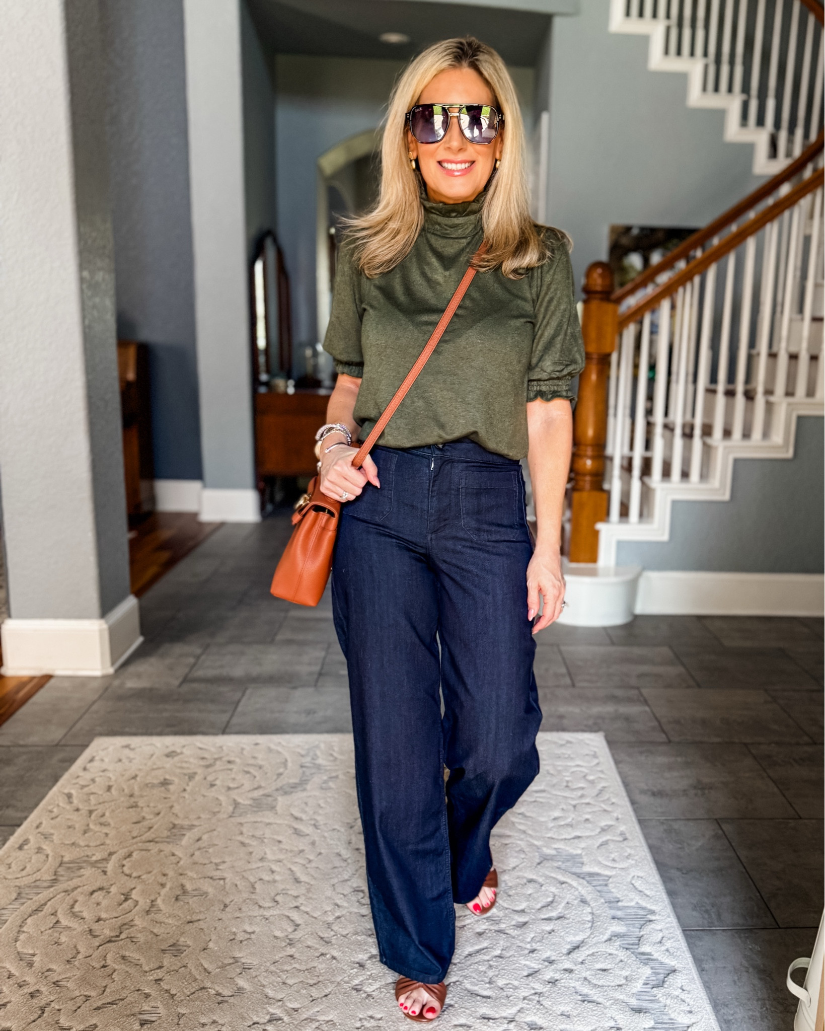 You’re not going to want to miss out on the 20% off code I have for this knit top  (it also covers everything full-price on their site). I have this ruffle neck super soft knit top in more colors than I’d like to admit. They have matching cardigans and so many other great pieces. I love it in this new release for fall in a deep olive and it pairs really well with dark denim. 

I’d say everything runs true to size-I’m wearing both pieces in size XS which is what I usually get, but the size range on the top runs from XXS-

I’ve linked a few more of my current favorites from @gibsonlook if you’re looking to take advantage of the 20% off code. Use MARNIE20 through Sunday to get 20% off!

Fall outfits, fashion over 50, crossbody bag, dark wash denim 

#LTKItBag #LTKOver40