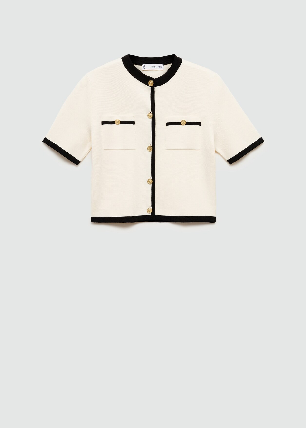 Short-sleeved cardigan with contrasting trims | MANGO (UK)