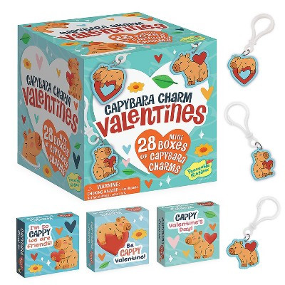 Peaceable Kingdom Capybara Charm Valentines – 28-Pack Mini Boxes with 3 Charm Designs, Backpack Clip Charms for Kids Ages 4+ | Target