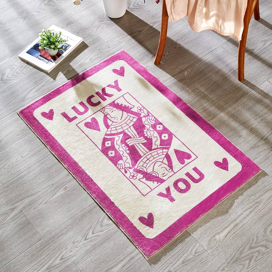 RoomTalks Cute Pink Small Bedroom Rugs Aesthetic Modern Y2K Preppy Dorm College Rug, Ultra Thin I... | Amazon (US)