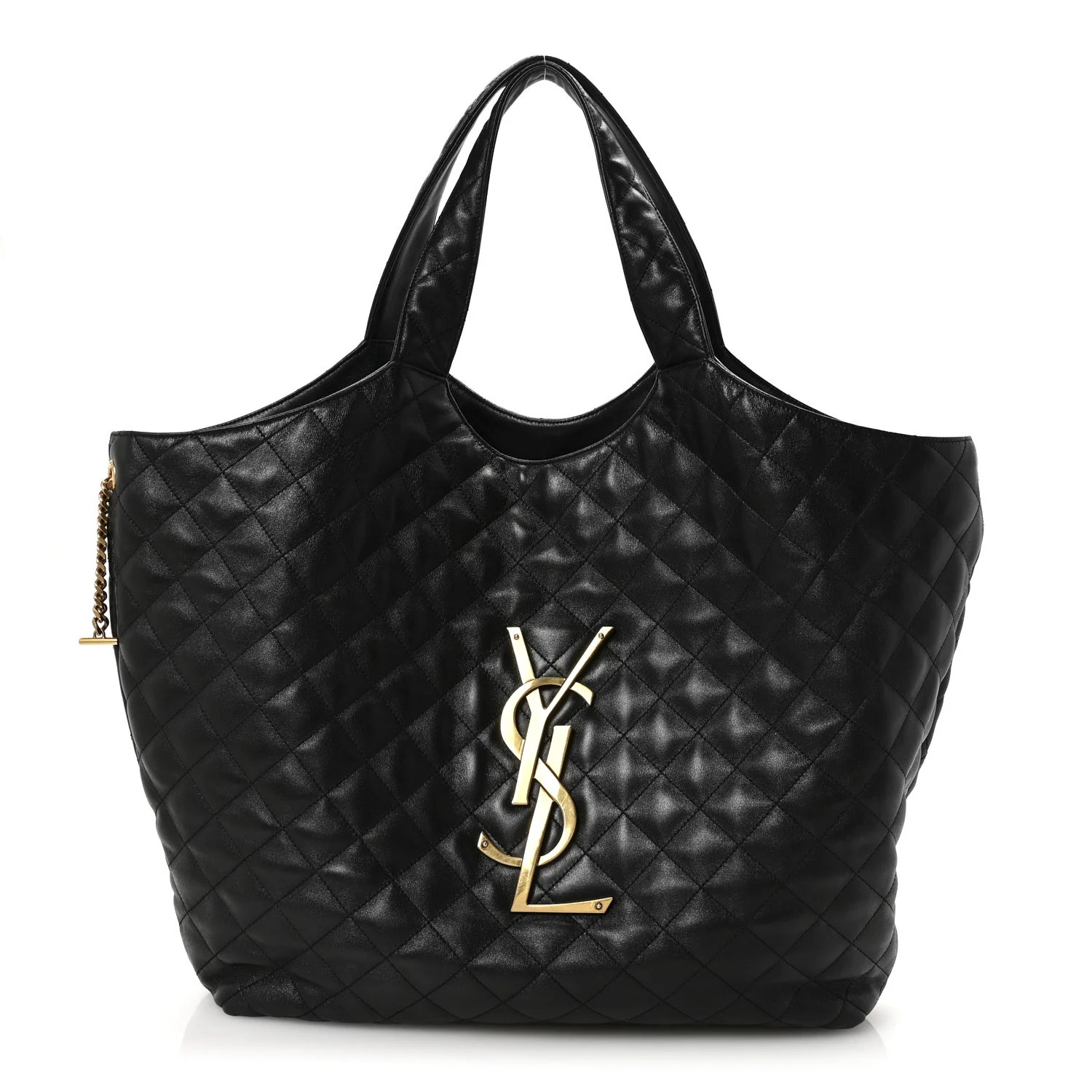 Lambskin Quilted Maxi Icare Shopping Tote Black | FASHIONPHILE (US)