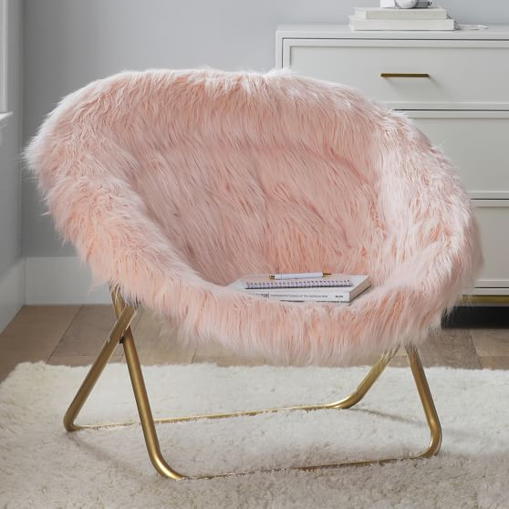 Himalayan Faux-Fur Blush Hang-A-Round Chair | Pottery Barn Teen