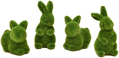 Gift Boutique 4 Green Fuzzy Flocked Bunny Easter Holiday Spring Decor Rabbit Figurines Garden Artifi | Amazon (US)