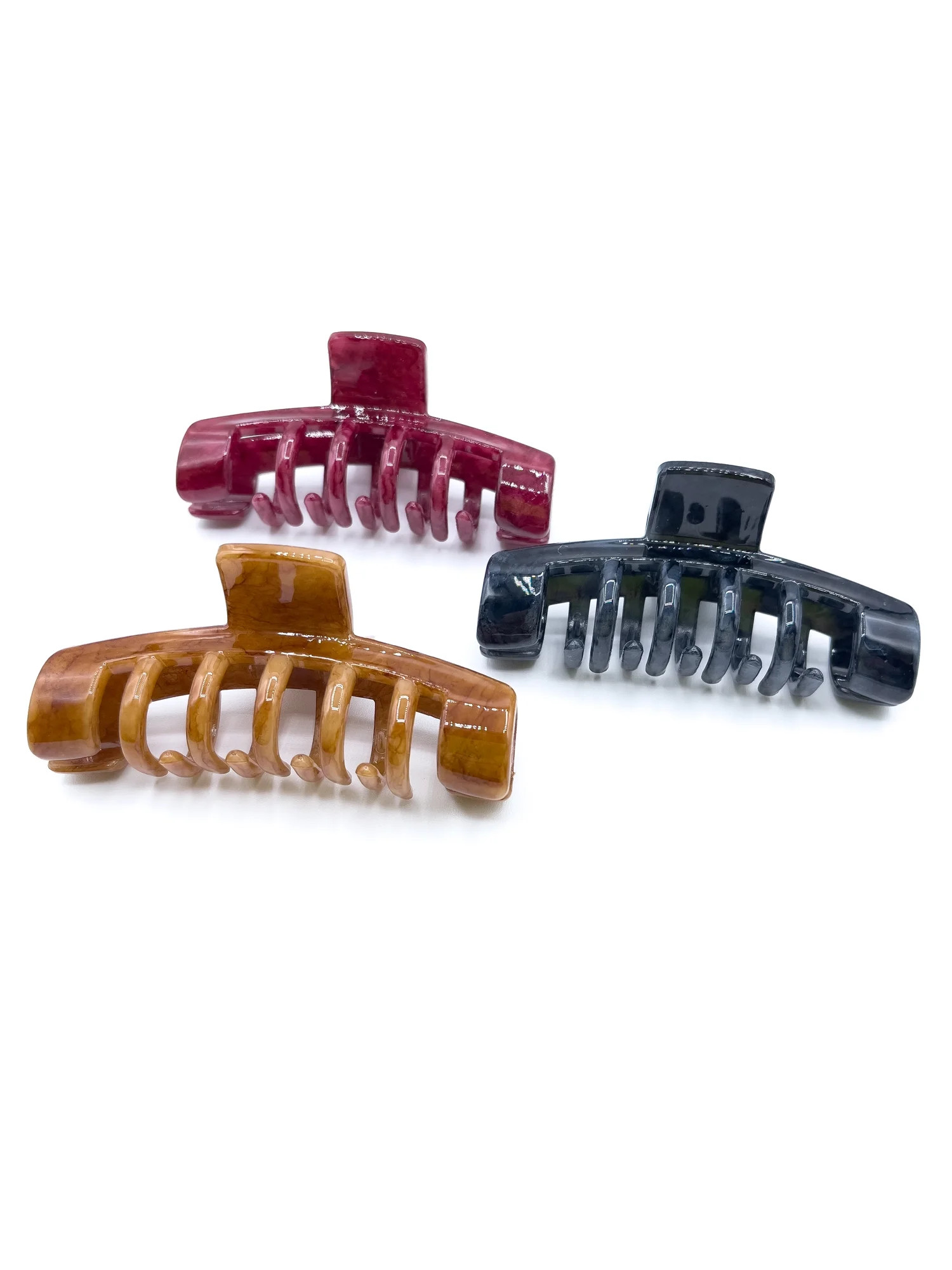 Time and Tru Women's Plastic Hair Claw Clips, 9-Pack, Pink | Walmart (US)