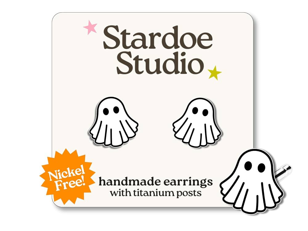 Ghost Earrings - Halloween Jewelry - Ghouly Ghost Spooky Studs - Cute Autumn Halloween Earrings -... | Amazon (US)