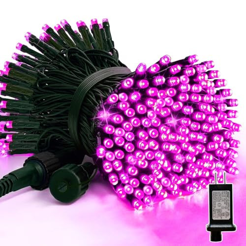 LAMPHOME 33ft Valentine Lights String, 100 LED Green Wire Pink Fairy Starry String Lights Plug in,11 Lighting Modes for Valentines Day Tree Decorations Wedding Party Decoration (Pink) | Amazon (US)