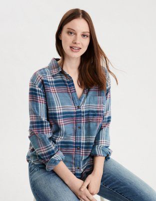 AE Plaid Oversized Button Down Shirt | American Eagle Outfitters (US & CA)