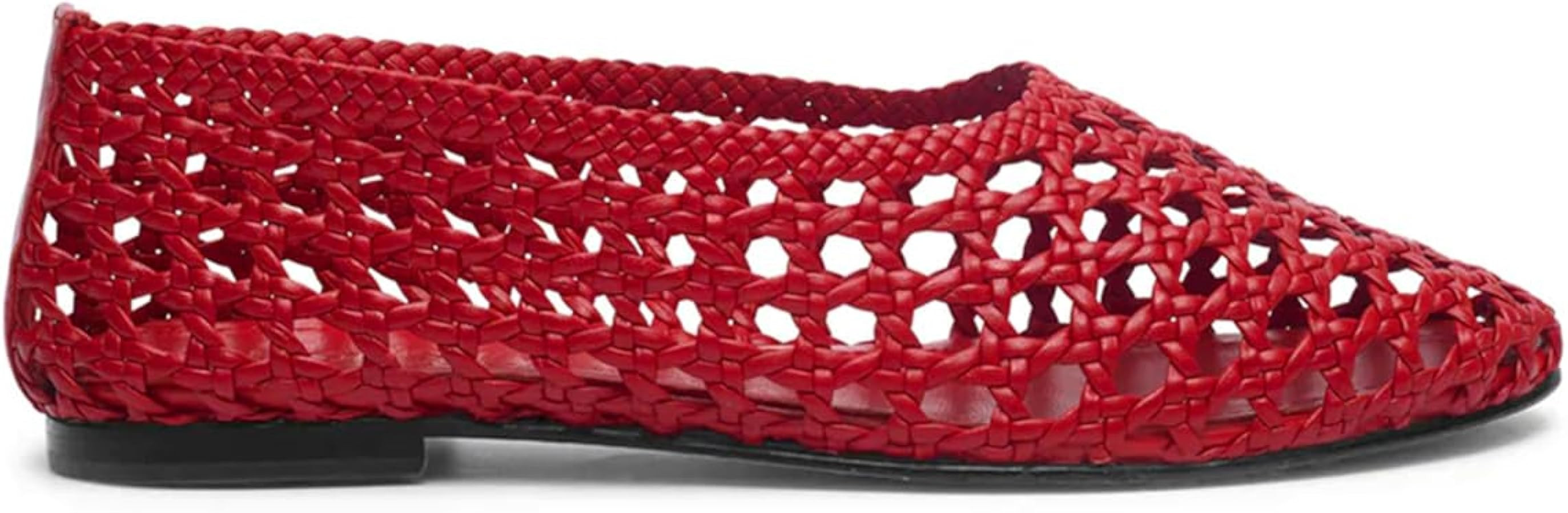 Women’s Woven Ballet Flats Shoes Leather Round Toe Mary Jane Dressy Slip on Ballerina Flats Bea... | Amazon (US)