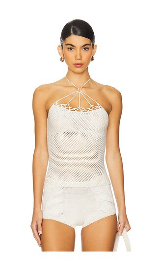 nastyamasha Crochet Halter Top in Cream. - size S | Revolve Clothing (Global)