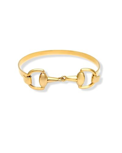 Uniquely Quaint Minimalist 18K Gold-Plated Horse Bit Bangle – Sleek Polished Stainless Steel Cuff Bracelet, Timeless yet Trendy Gift in Elegant Pouch. Horse Snaffle Jewelry | Amazon (US)