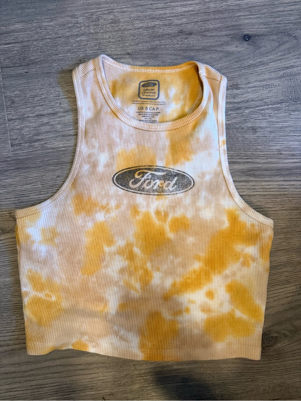 Ford Yellow White Tie-Dye Ribbed Tank Top | Poshmark