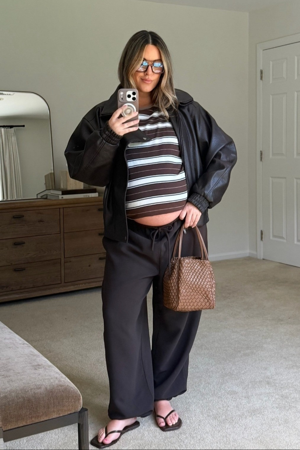 Aritzia fall outfit idea / size M in LS top, M jacket, L pants (sized up 1 for preg) 🍂 aritzia style, simple outfit idea, fall outfits, bump outfits, pregnancy style, fall transition outfit

#LTKootd #LTKSeasonal #LTKBump