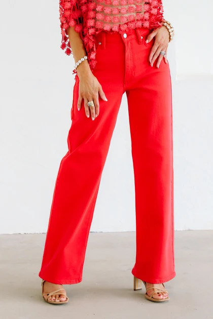 Just Black Red Vintage Straight Jean | The Willow Tree