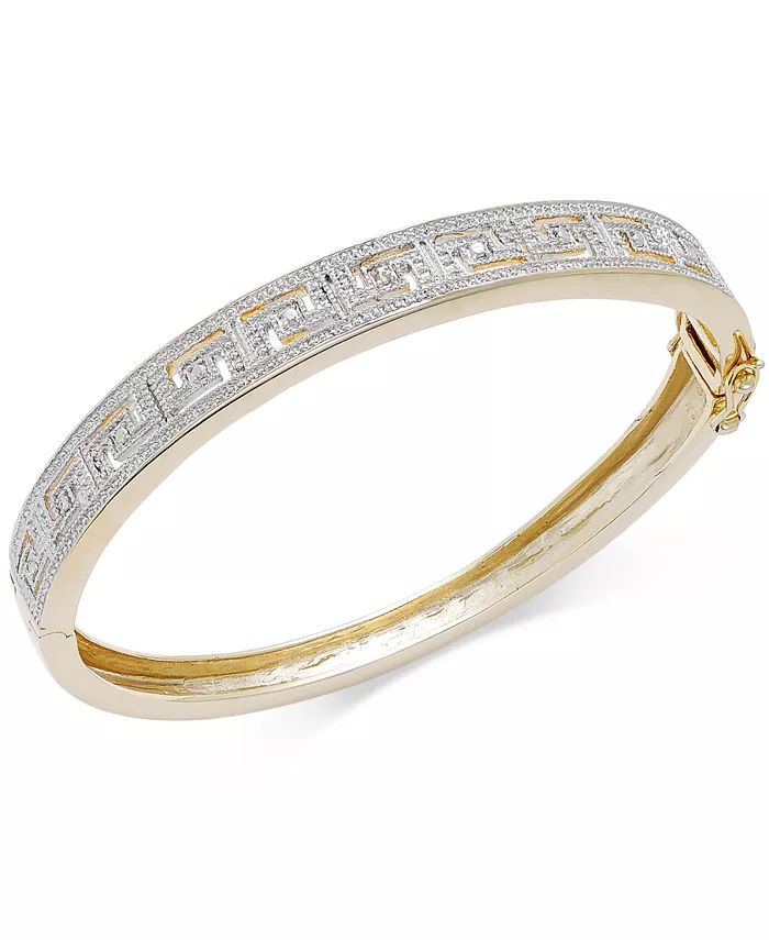 Macy's Diamond Accent Greek Key Bangle Bracelet in Silver Plated Brass & Reviews - Bracelets - Je... | Macys (US)