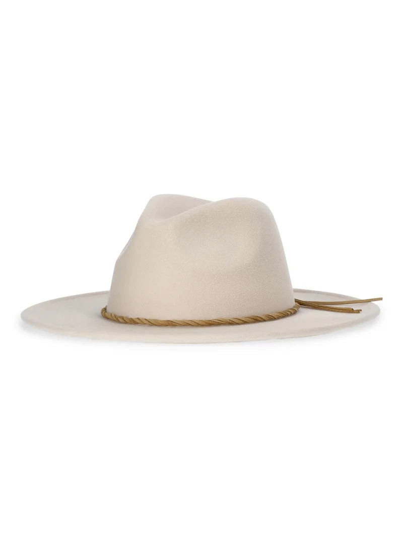 Time and Tru Women's Fedora with Faux Suede Band, One Size, Beige | Walmart (US)