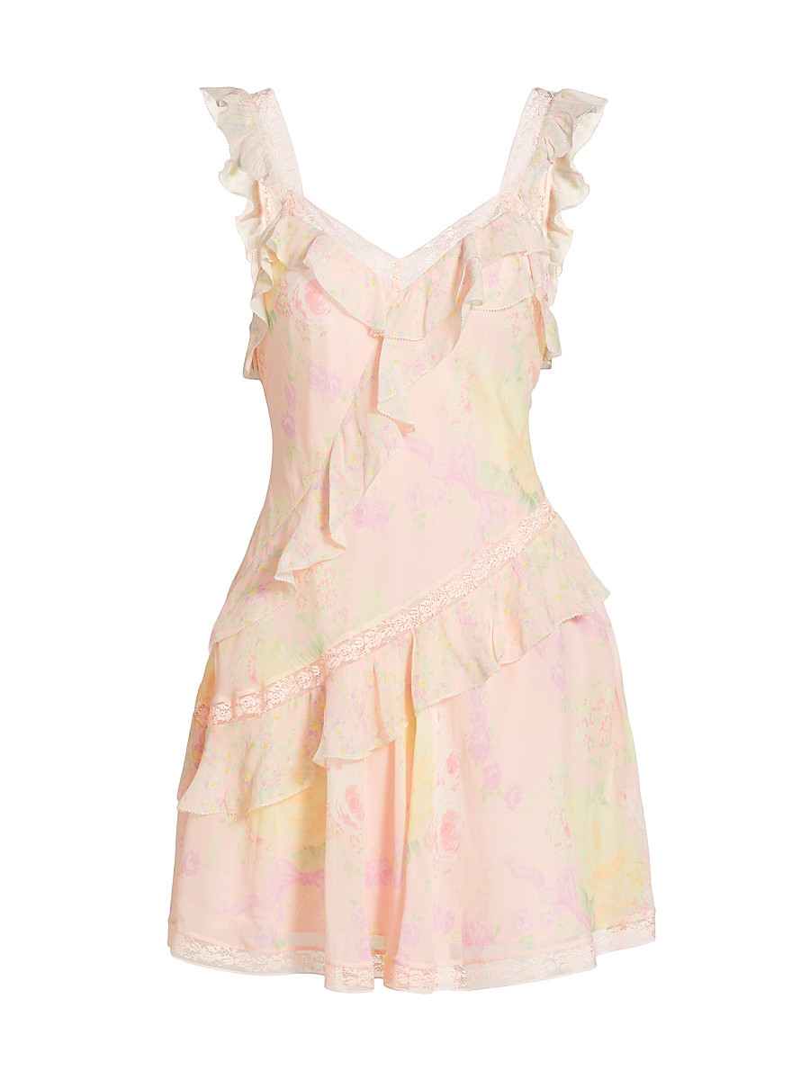 Women's Serima Ruffled Minidress - Strawberry Tart - Size Small | Saks Fifth Avenue