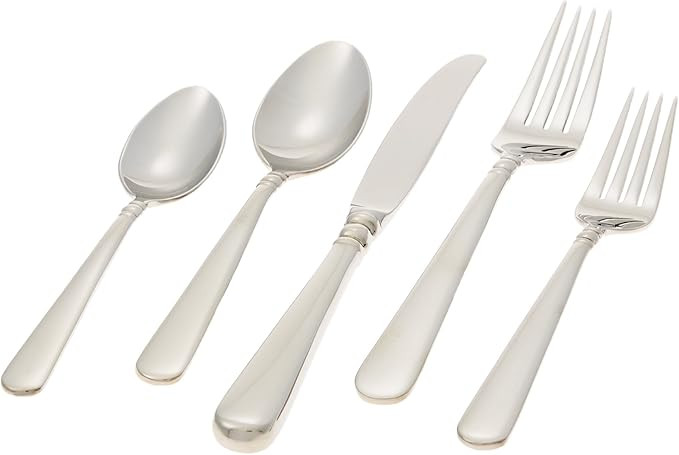 Lenox Pearl Platinum Stainless-Steel 5-Piece Place Setting, Service for 1 - | Amazon (US)