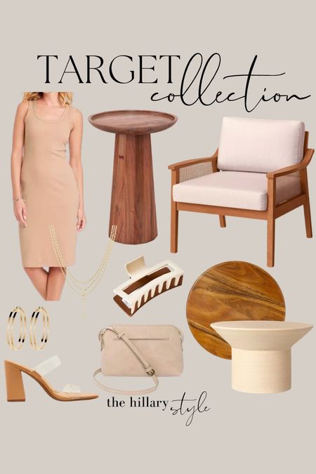 Target Collection: Accent Chair // Accent Table // Spring Dress // Layered Necklace // Nude Heels // Planter // Wood Tray // Claw Chip // Neutral Purse // Gold Hoops

#LTKFind #LTKhome #LTKstyletip