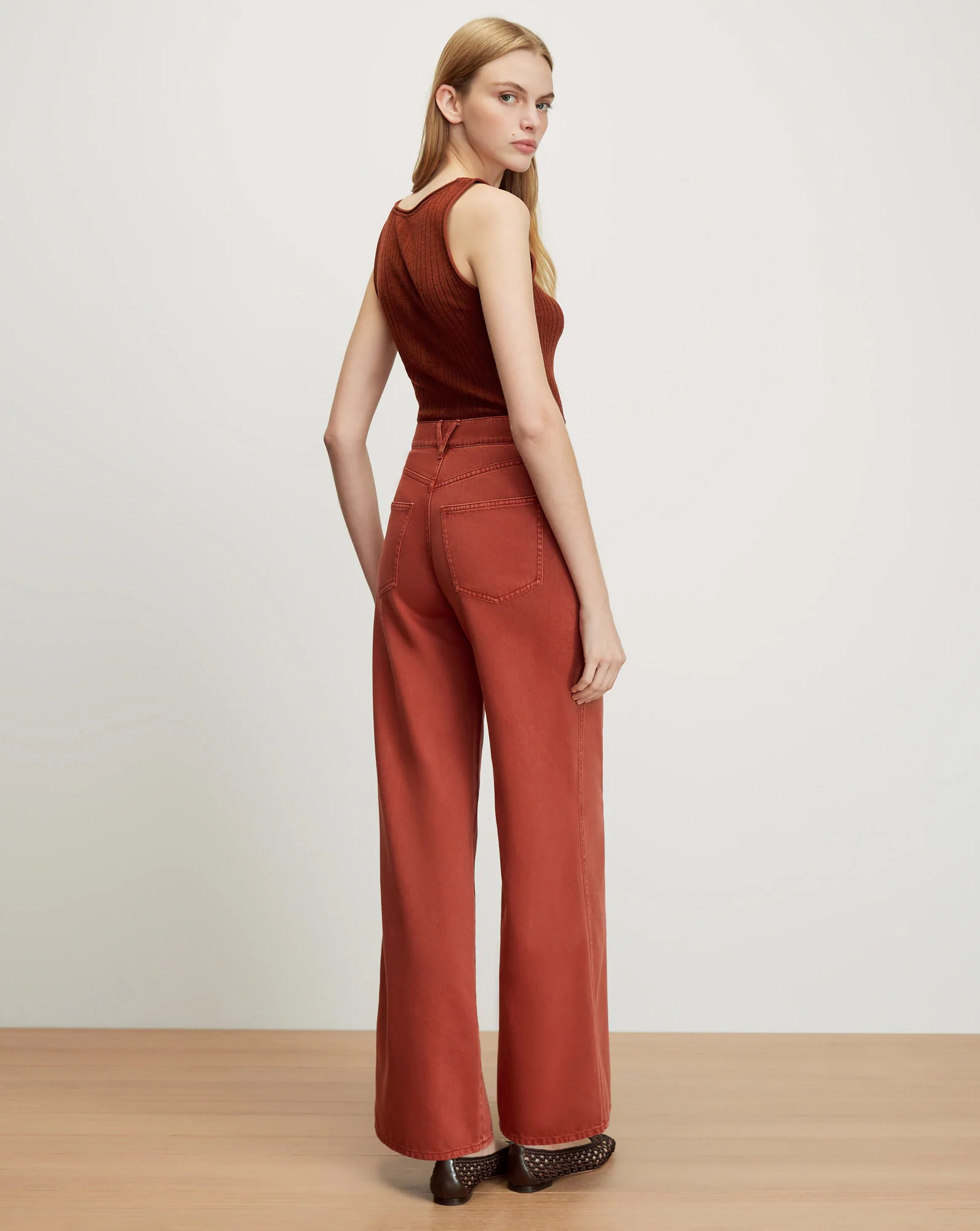 Kasey Wide-Leg Jean in Rust | Veronica Beard | Veronica Beard