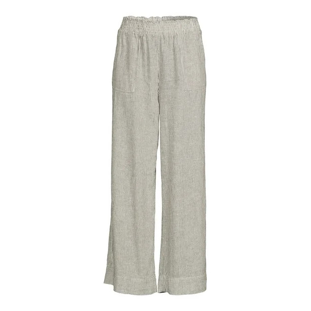 Time and Tru Women's Smocked Waist Linen Pants | Walmart (US)