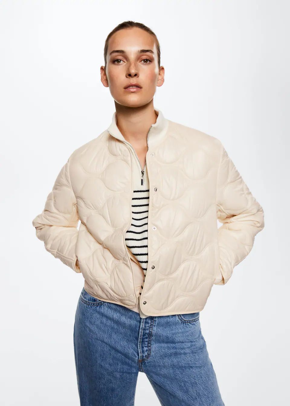 Ultralight button down jacket -  Women | Mango USA | MANGO (US)