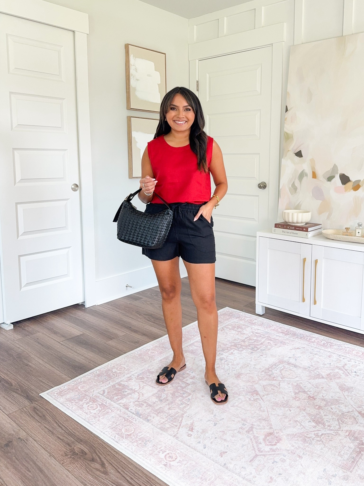 Europe & Summer Capsule Wardrobe
Red linen top size xs TTS - roomy fit
Black linen shorts size xs TTS
Black sandals size 5.5 TTS


#LTKTravel #LTKPetite #LTKStyleTip