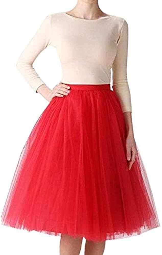 WDPL Women's A Line Short Knee Length Tutu Tulle Prom Party Skirt | Amazon (US)