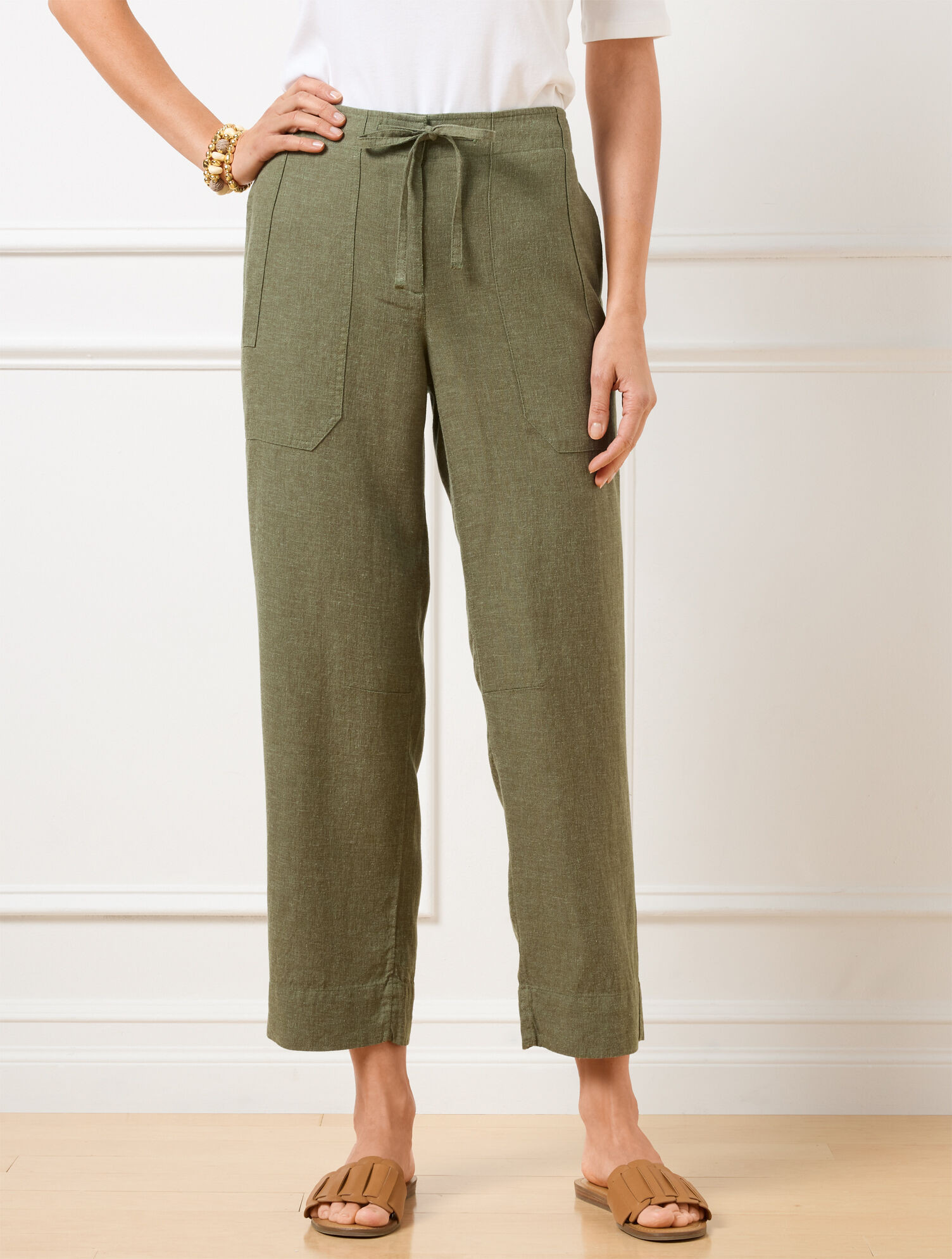 Straight Crop Drawstring Pants | Talbots