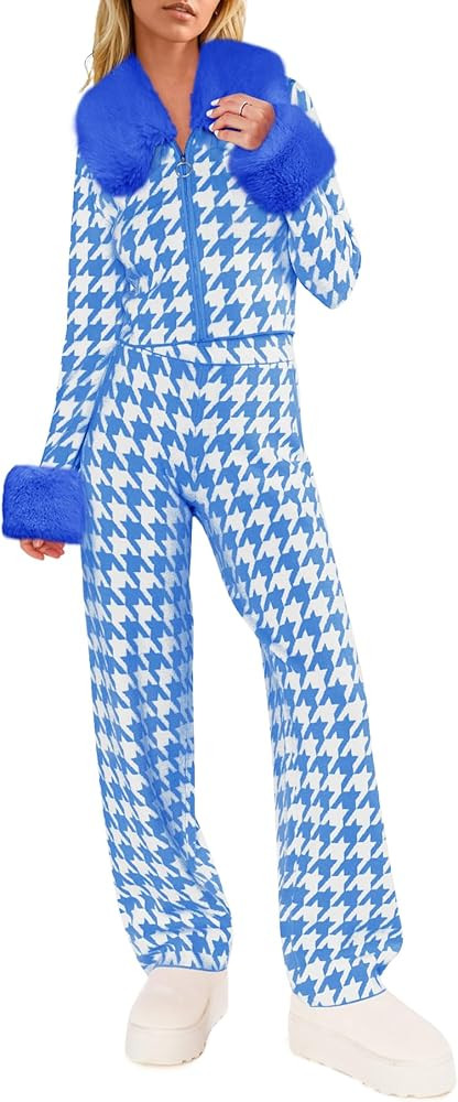 Yousify Winter Sweater Sets Ski Outfits for Women Color Block Skiing Clothes | Amazon (US)