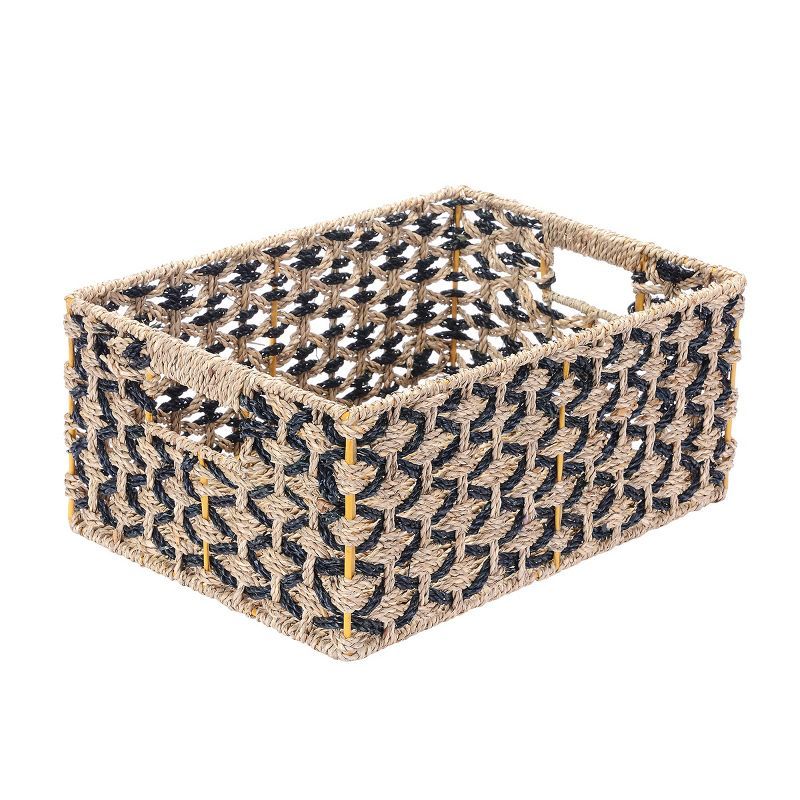 Villacera Rectangle Hand Weaved Wicker Baskets made of Water Hyacinth | Nesting Black and Natural... | Target