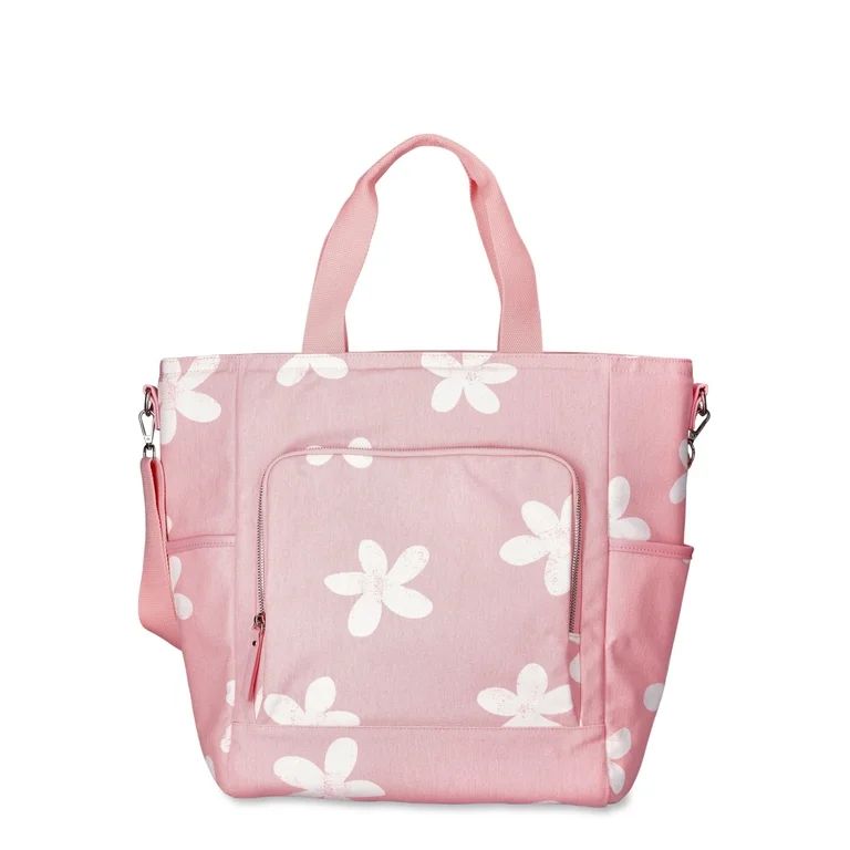 No Boundaries Women's Beach Cooler Tote Bag Mystic Coral Daisy Stamp | Walmart (US)