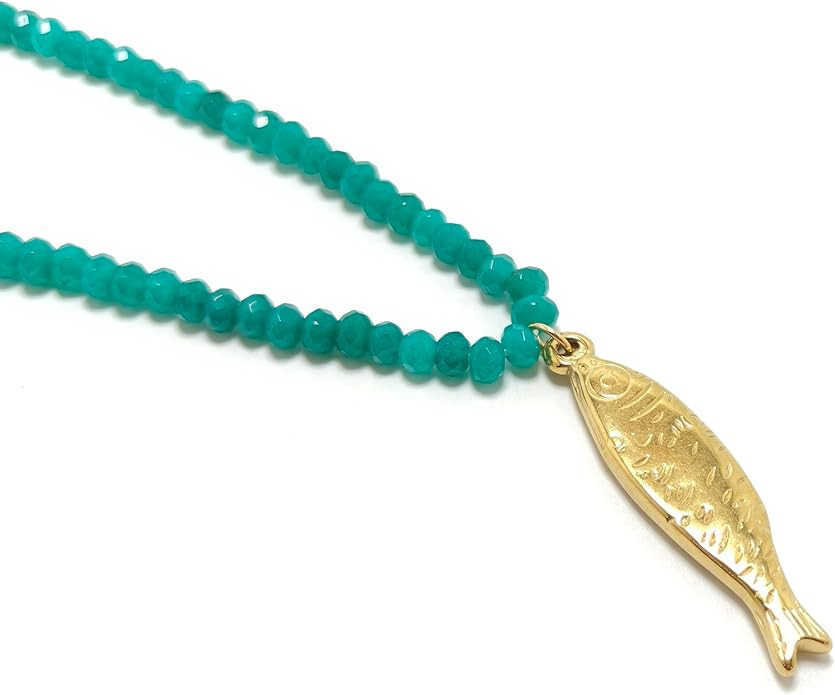 Boho Ocean Pendant Necklace for Women Crystal Beaded Adjustable Gold Fish Charm Necklace Multi La... | Amazon (US)