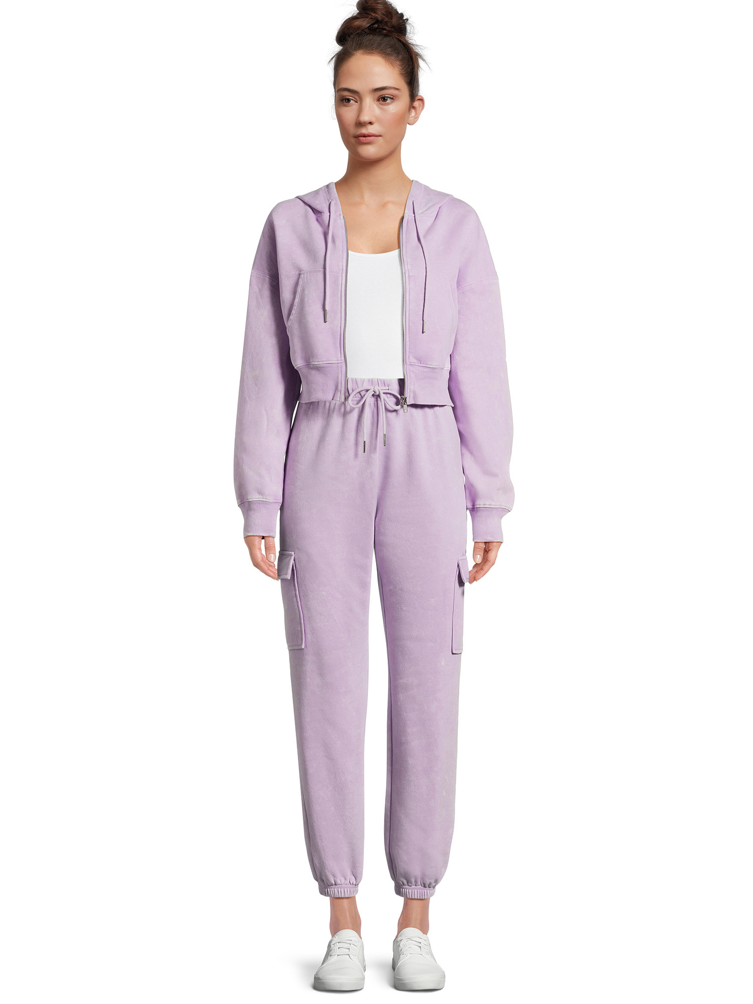 No Boundaries Juniors' Mineral Wash Hoodie and Cargo Jogger Pants Set, 2-Piece, Sizes XS-XXXL | Walmart (US)