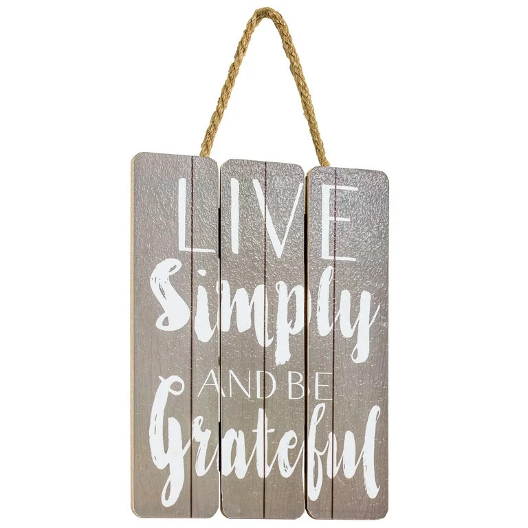 Crystal Art Live Simply and Be Grateful Hanging Rustic Wood Wall Art Sign, Gray - Walmart.com | Walmart (US)
