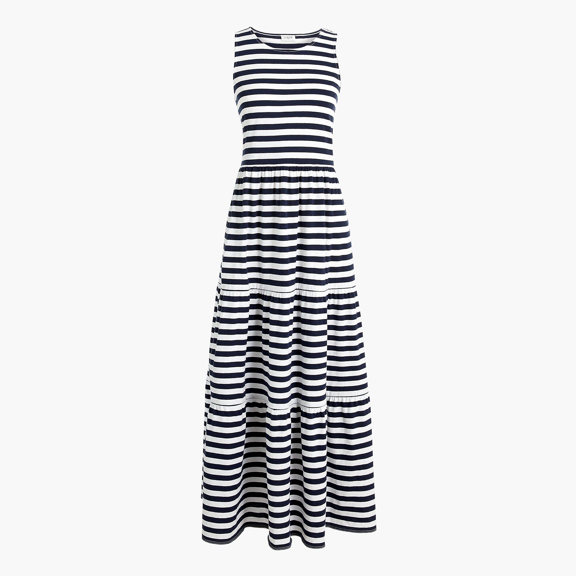 Striped tiered knit maxi dress | J.Crew Factory