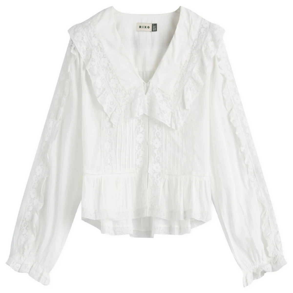 RIXO Women's Maribelle Shirt in Maribelle Top Ivory, Size Large | END. Clothing
