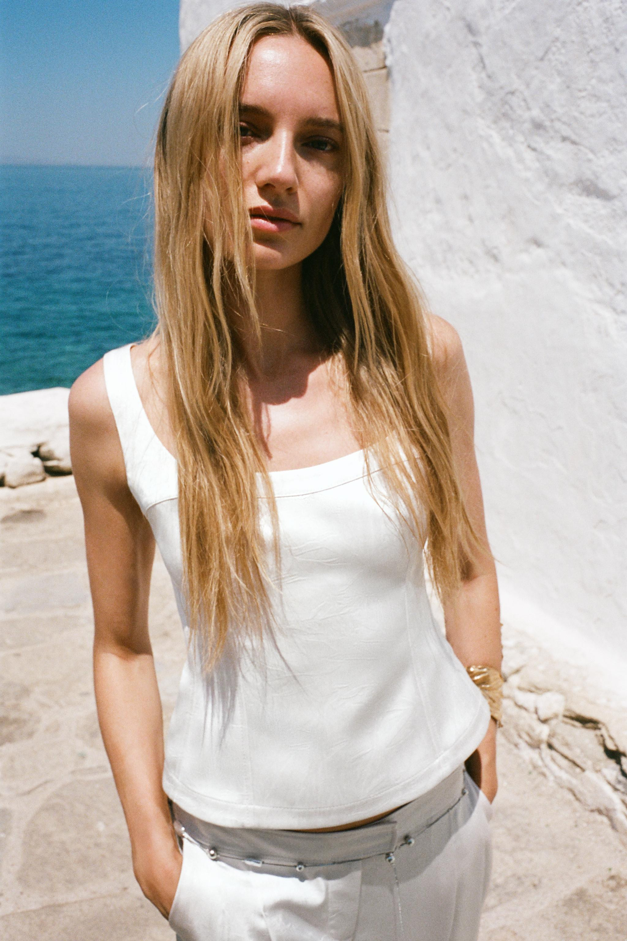 SATIN EFFECT BUSTIER TOP | Zara US